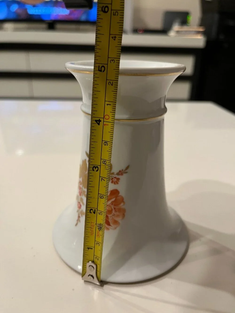 Höchst Germany Porcelain Orange Floral Gold Vase